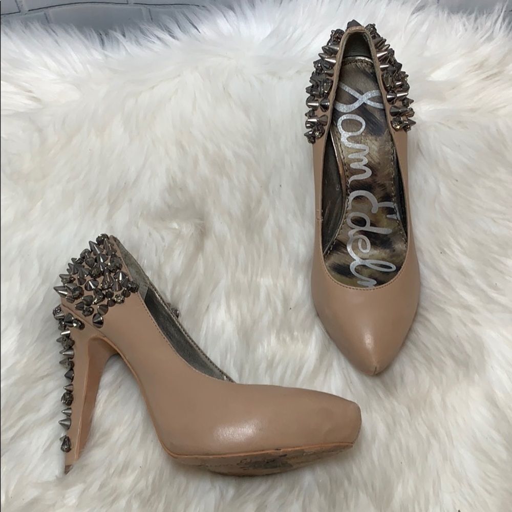 Sam Edelman Roza Tan Studded Platform‎ Heels Sz 6